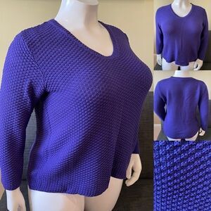 Purple V-Neck Knit Sweater